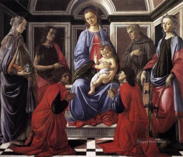 Sandro Botticelli Painting - Virgen y el Niño con seis santos Sandro Botticelli